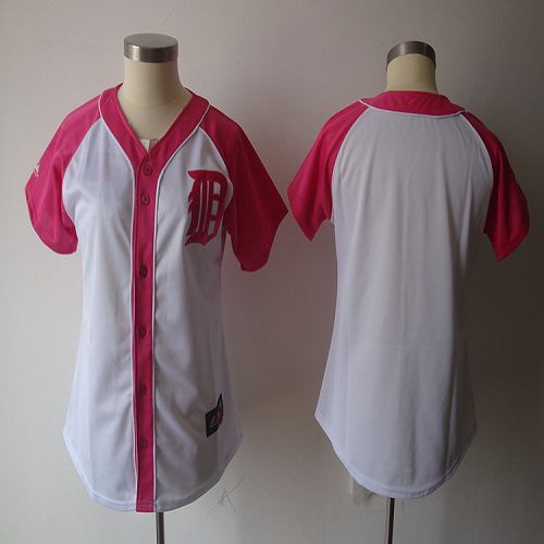 Tigers Blank White/Pink Women's Splash Fashion Stitched MLB Jersey