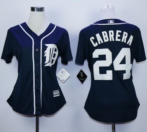 Tigers #24 Miguel Cabrera Navy Blue Women's Fashion Stitched MLB Jersey