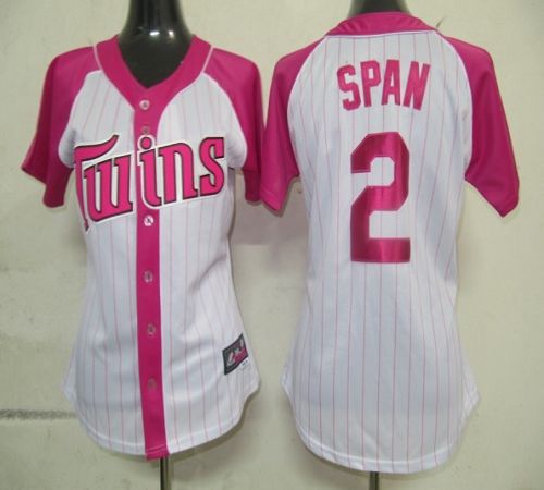 Twins #2 Denard Span White/Pink Women's Splash Fashion Stitched MLB Jersey