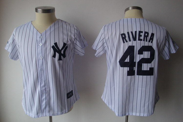 Yankees #42 Mariano Rivera White With Black Strip Women's Fashion Stitched MLB Jersey
