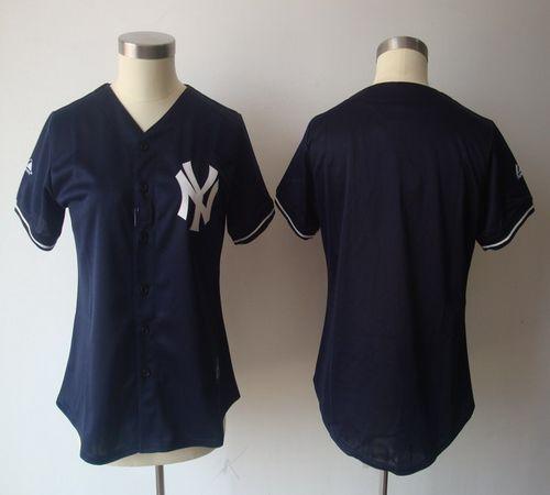 Yankees Blank Navy Blue Women's Fashion Stitched MLB Jersey
