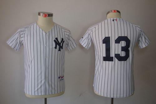 Yankees #13 Alex Rodriguez Stitched White Youth MLB Jersey