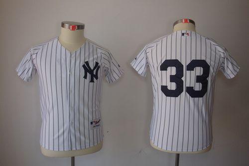 Yankees #33 Kelly Johnson Stitched White Youth MLB Jersey