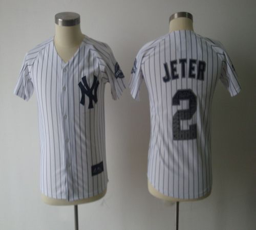 Yankees #2 Derek Jeter White Stitched Special Edition w/3000 Hits Patch Youth MLB Jersey