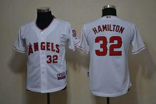 Angels #32 Josh Hamilton White Cool Base Stitched Youth MLB Jersey