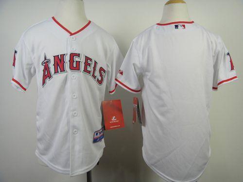 Angels Blank White Cool Base Stitched Youth MLB Jersey