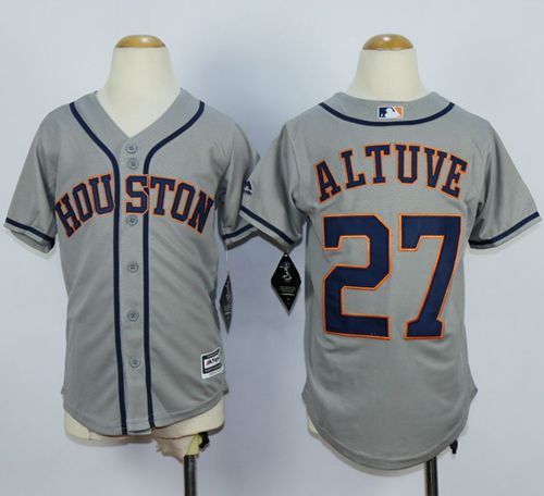Astros #27 Jose Altuve Grey Cool Base Stitched Youth MLB Jersey