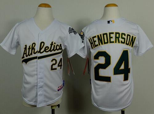 Athletics #24 Rickey Henderson White Cool Base Stitched Youth MLB Jersey