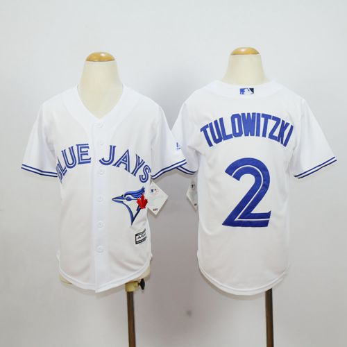 Blue Jays #2 Troy Tulowitzki White Cool Base Stitched Youth MLB Jersey