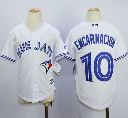 Blue Jays #10 Edwin Encarnacion White Cool Base Stitched Youth MLB Jersey