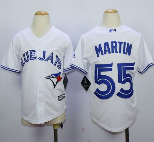 Blue Jays #55 Russell Martin White Cool Base Stitched Youth MLB Jersey