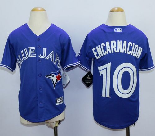 Blue Jays #10 Edwin Encarnacion Blue Cool Base Stitched Youth MLB Jersey