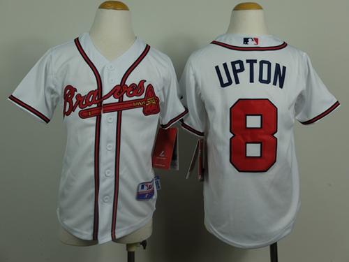 Braves #8 Justin Upton White Cool Base Stitched Youth MLB Jersey