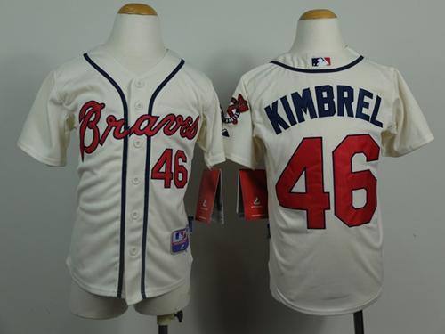 Braves #46 Craig Kimbrel Cream Cool Base Stitched Youth MLB Jersey