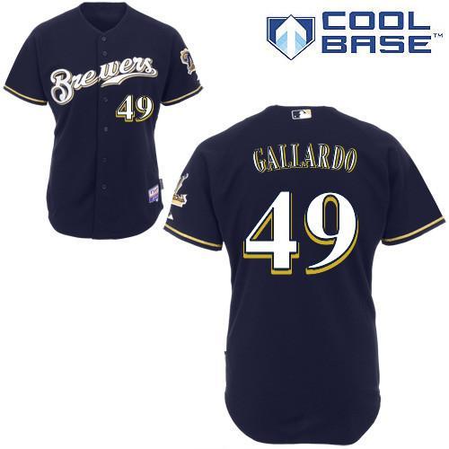 Brewers #49 Yovani Gallardo Blue Cool Base Stitched Youth MLB Jersey