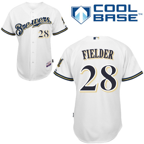 Brewers #28 Prince Fielder White Cool Base Stitched Youth MLB Jersey