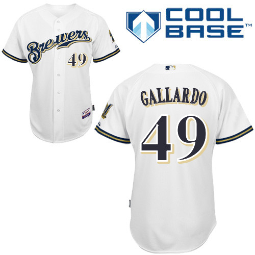 Brewers #49 Yovani Gallardo White Cool Base Stitched Youth MLB Jersey
