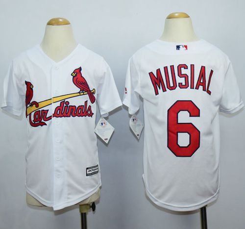 Cardinals #6 Stan Musial White Cool Base Stitched Youth MLB Jersey