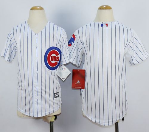Cubs Blank White(Blue Strip) Cool Base Stitched Youth MLB Jersey