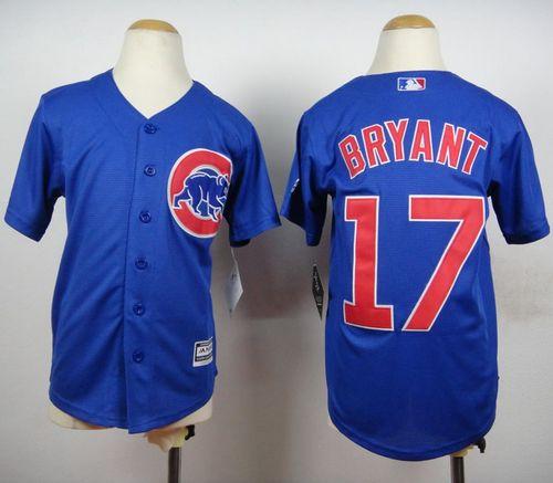 Cubs #17 Kris Bryant Blue New Cool Base Stitched Youth MLB Jersey