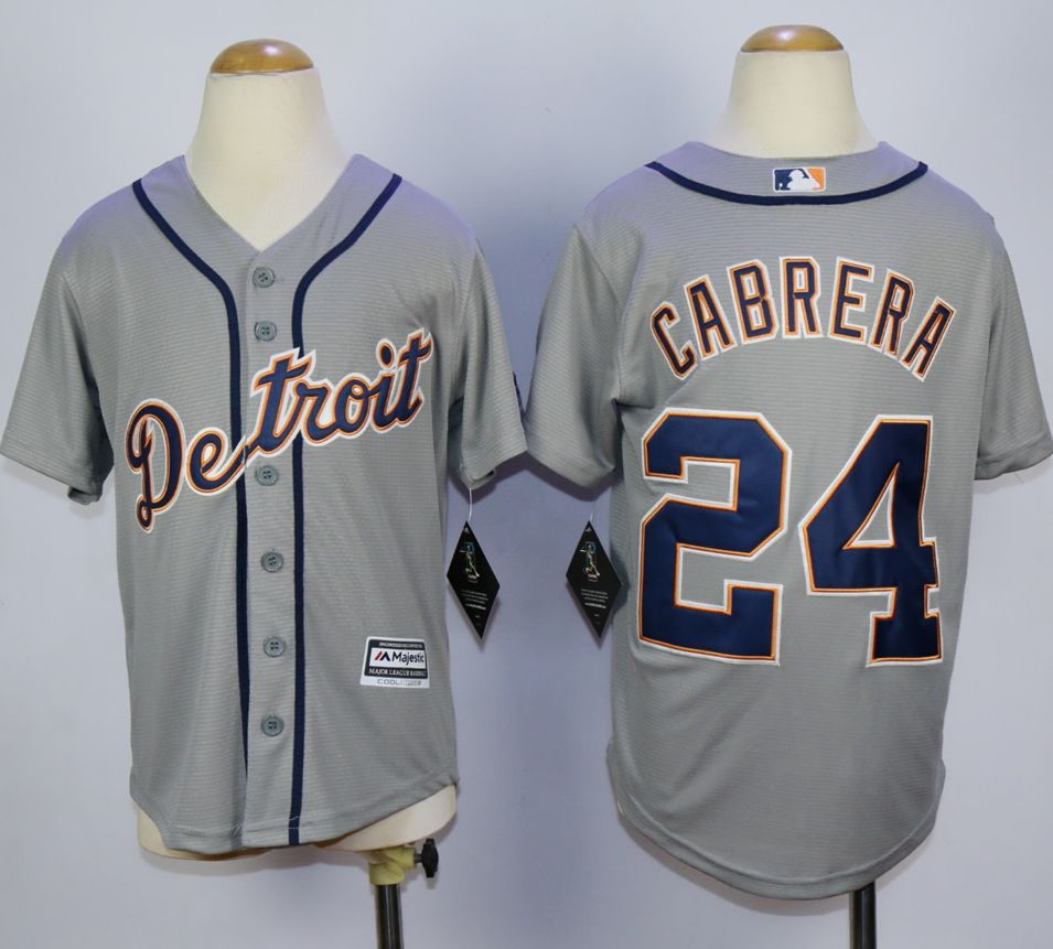 Tigers #24 Miguel Cabrera Grey Cool Base Stitched Youth MLB Jersey