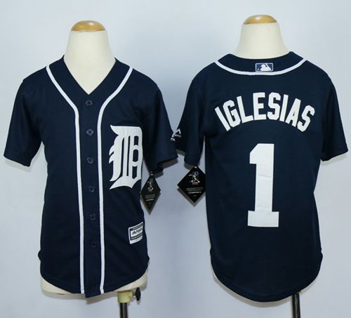 Tigers #1 Jose Iglesias Navy Blue Cool Base Stitched Youth MLB Jersey