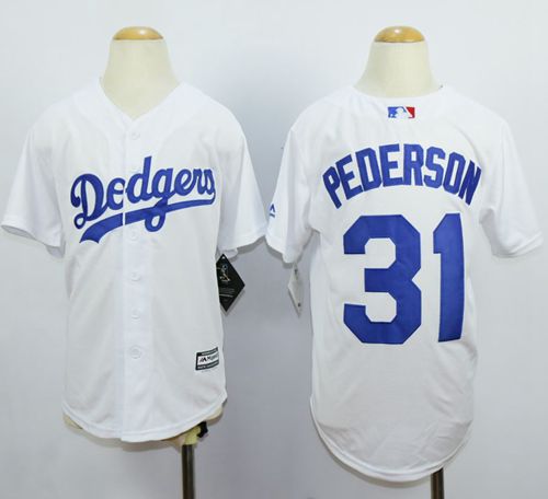 Dodgers #31 Joc Pederson White Cool Base Stitched Youth MLB Jersey