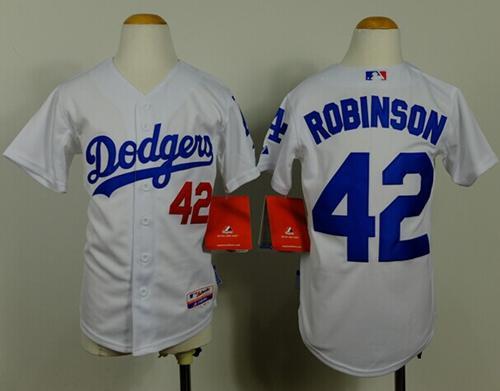 Dodgers #42 Jackie Robinson White Cool Base Stitched Youth MLB Jersey