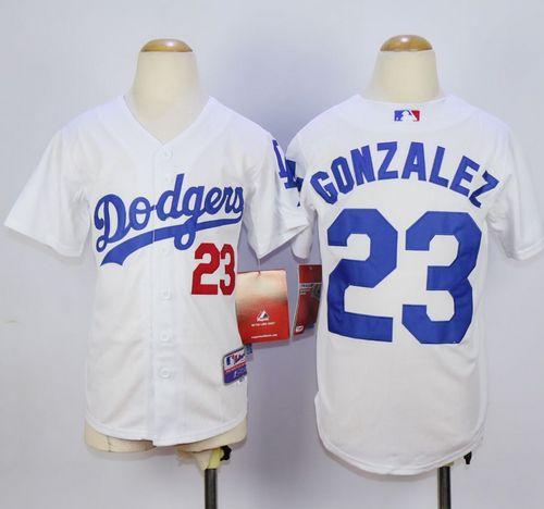 Dodgers #23 Adrian Gonzalez White Cool Base Stitched Youth MLB Jersey