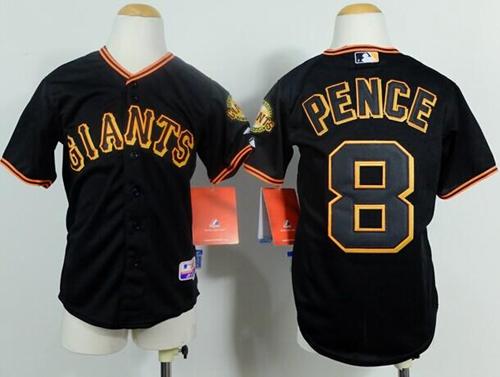 Giants #8 Hunter Pence Black Cool Base Stitched Youth MLB Jersey