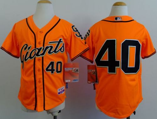 Giants #40 Madison Bumgarner Orange Alternate Stitched Youth MLB Jersey