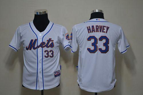 Mets #33 Matt Harvey White Cool Base Stitched Youth MLB Jersey