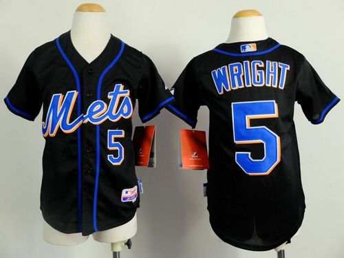 Mets #5 David Wright Black Cool Base Stitched Youth MLB Jersey