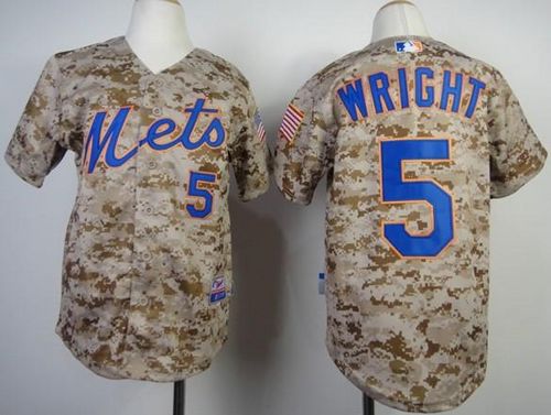 Mets #5 David Wright Camo Alternate Cool Base Stitched Youth MLB Jersey