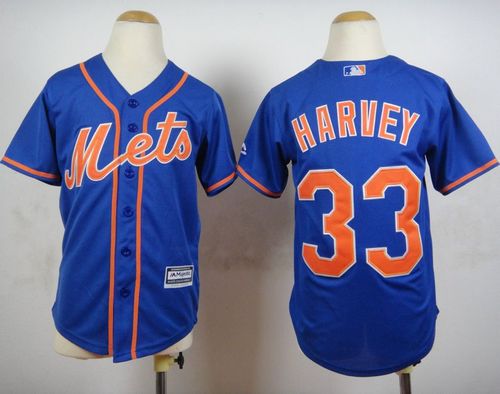 Mets #33 Matt Harvey Blue Alternate Home Cool Stitched Youth MLB Jersey