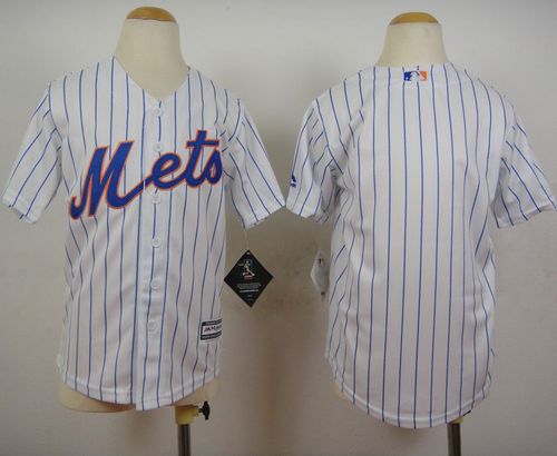 Mets Blank White(Blue Strip) Home Cool Base Stitched Youth MLB Jersey