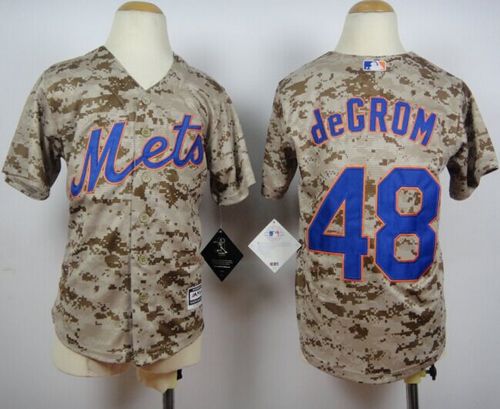 Mets #48 Jacob DeGrom Camo Alternate Cool Base Stitched Youth MLB Jersey