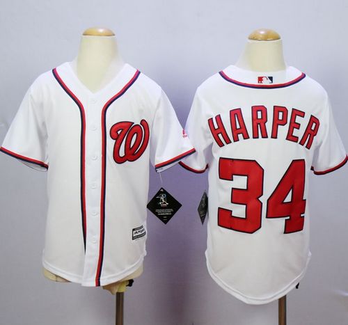 Nationals #34 Bryce Harper White Cool Base Stitched Youth MLB Jersey