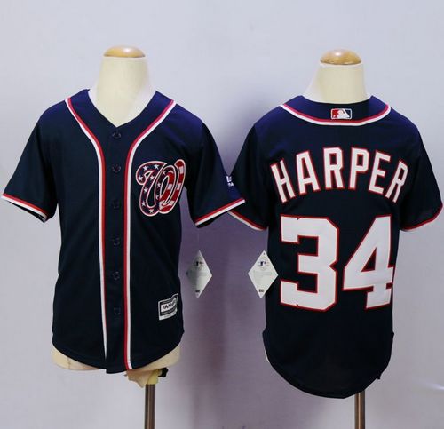 Nationals #34 Bryce Harper Blue Cool Base Stitched Youth MLB Jersey