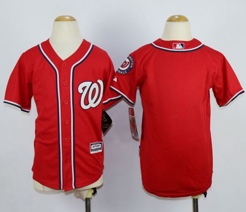 Nationals Blank Red Cool Base Stitched Youth MLB Jersey