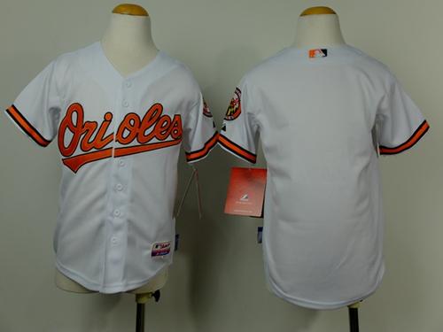 Orioles Blank White Cool Base Stitched Youth MLB Jersey