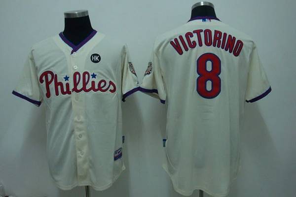 Phillies #8 Shane Victorino Stitched Cream Youth MLB Jersey