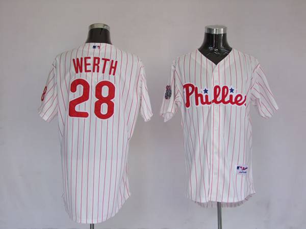 Phillies #28 Jayson Werth Stitched White Red Strip Youth MLB Jersey
