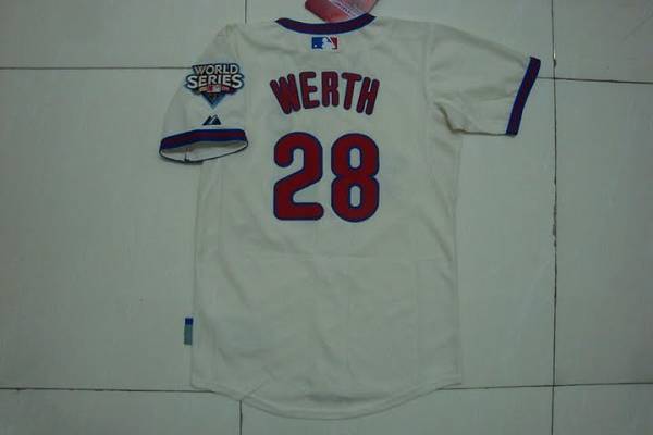 Phillies #28 Jayson Werth Stitched Cream Youth MLB Jersey
