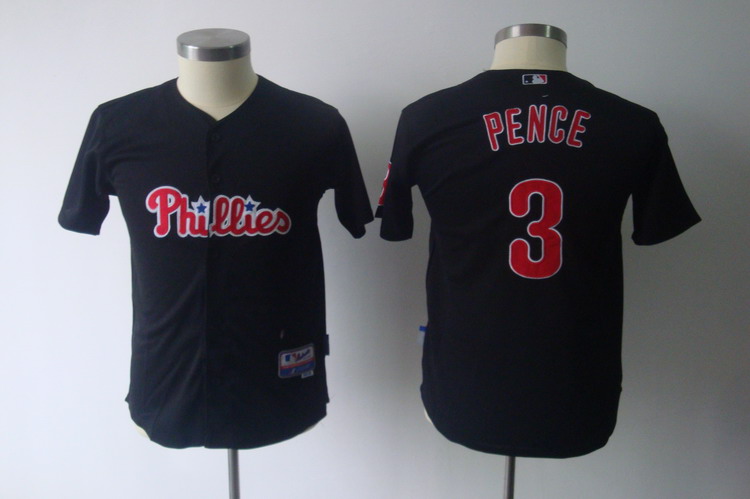 Phillies #3 Hunter Pence Black Stitched Youth MLB Jersey