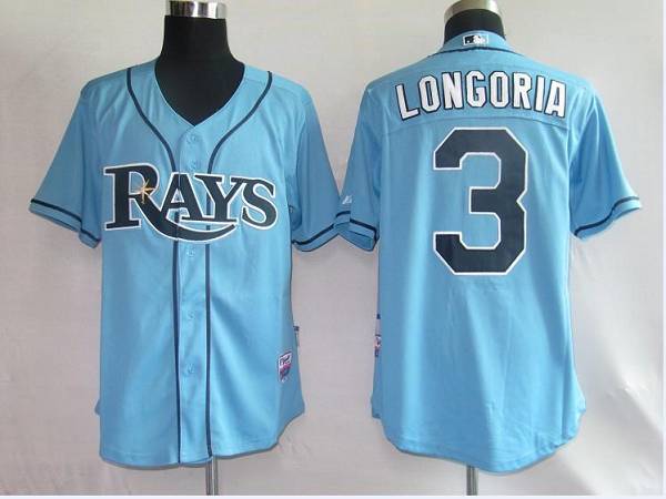 Rays #3 Evan Longoria Light Blue Embroidered Youth MLB Jersey