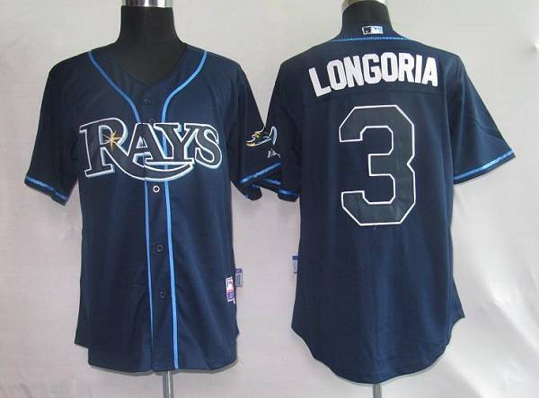 Rays #3 Evan Longoria Dark Blue Embroidered Youth MLB Jersey
