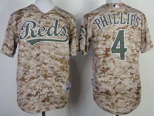 Reds #4 Brandon Phillips Camo Cool Base Stitched Youth MLB Jersey