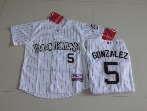 Rockies #5 Carlos Gonzalez White Cool Base Stitched Youth MLB Jersey