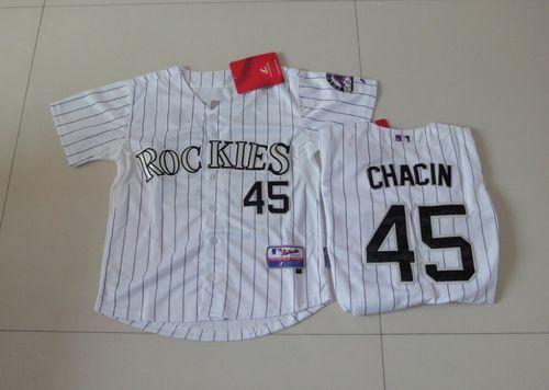Rockies #45 Jhoulys Chacin White Cool Base Stitched Youth MLB Jersey